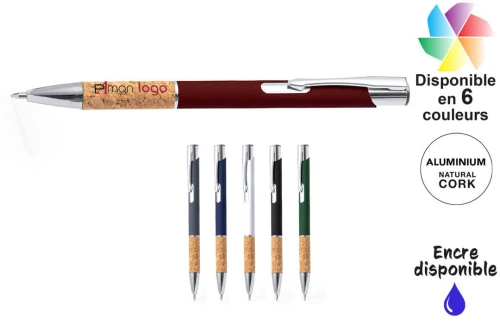 Stylo aluminium coloré et liège Logard publicitaire personnalisé avec logo