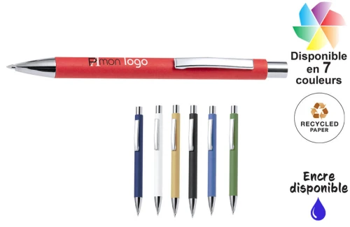 Stylo en papier recyclé et métal Dynix publicitaire personnalisé avec logo