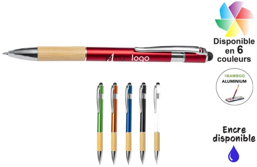 Stylo alu et bois à fonction stylet Berbet publicitaire personnalisé avec logo