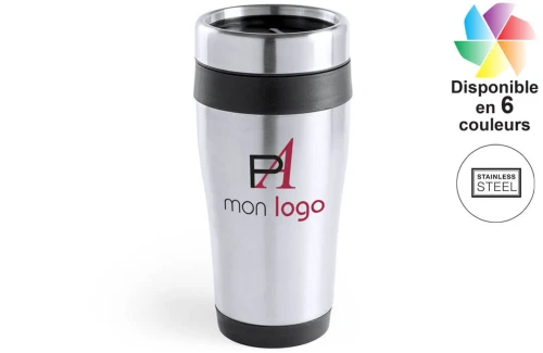 Mug isotherme de voyage en inox Fresno publicitaire personnalisé avec logo
