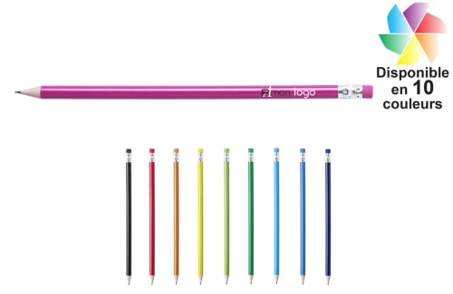 Crayon de bois avec gomme assortie Melart publicitaire personnalisé avec logo