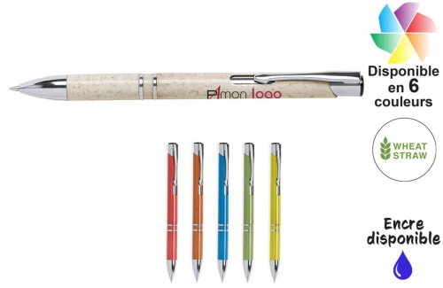 Stylo fibre de blé et métal Nukot publicitaire personnalisé avec logo