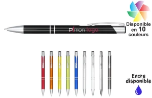 Stylo en aluminium anodisé Moneta publicitaire personnalisé avec logo