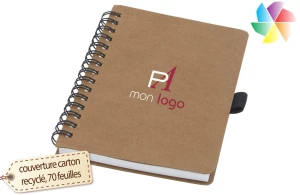 Carnet à spirales en carton recyclé publicitaire personnalisé avec logo