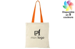 Tote bag en coton à anses colorées Nevada publicitaire personnalisé avec logo