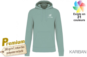Sweat-shirt à capuche homme en coton bio publicitaire personnalisé avec logo