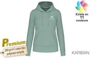 Sweat-shirt à capuche femme en coton bio publicitaire personnalisé avec logo
