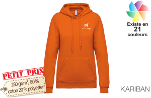 Sweat à capuche femme publicitaire personnalisé avec logo