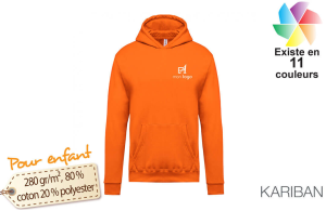 Sweat à capuche enfant publicitaire personnalisé avec logo