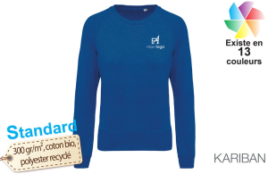 Sweat-shirt femme en coton bio publicitaire personnalisé avec logo