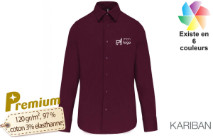 Chemise de travail homme manches longues personnalisée avec logo