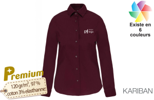 Chemise de travail femme manches longues personnalisée avec logo