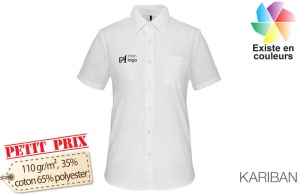 Chemise blanche pour femme à manches courtes personnalisée avec logo