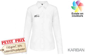 Chemise blanche pour femme à manches longues personnalisée avec logo