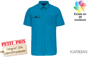 Chemise homme à manches courtes publicitaire personnalisée avec logo