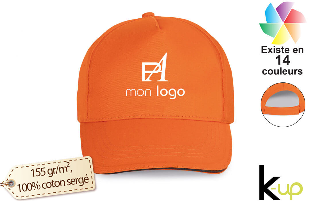 Casquette publicitaire sandwich 5 panneaux à visière contrastée