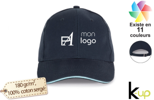 Casquette sandwich 6 panneaux k-up à visière contrastée personnalisée avec logo